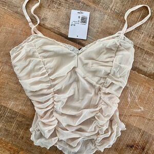 NWT Ruched Cream Camisole Top